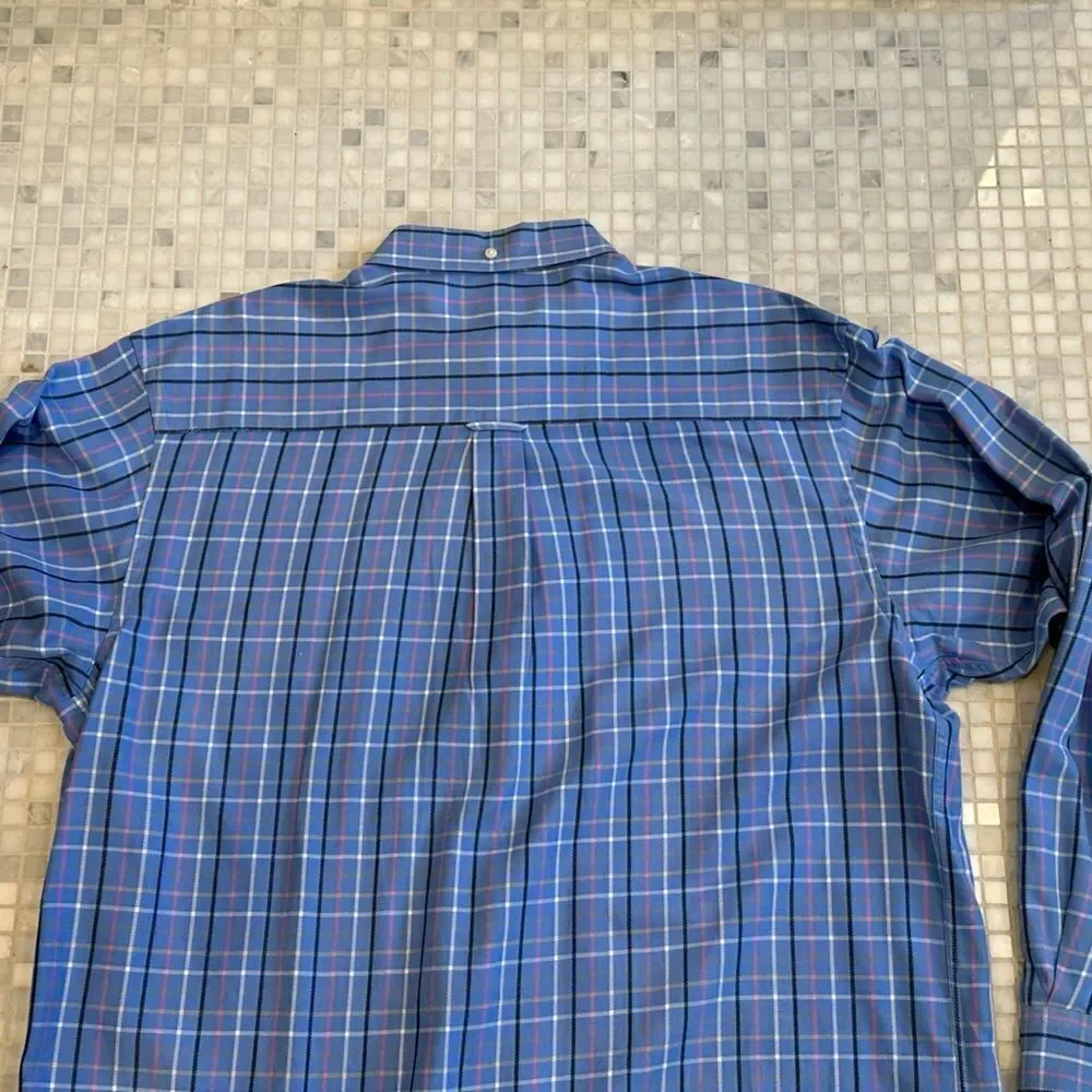 Harold Powell Long Sleeve Blue Check Dress Shirt